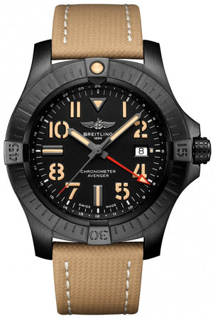  Shop Authentic Breitling Avenger Automatic GMT 45 Black Dial Brown Nylon Strap Watch for Men - V32395101B1X1 - Luxxuri