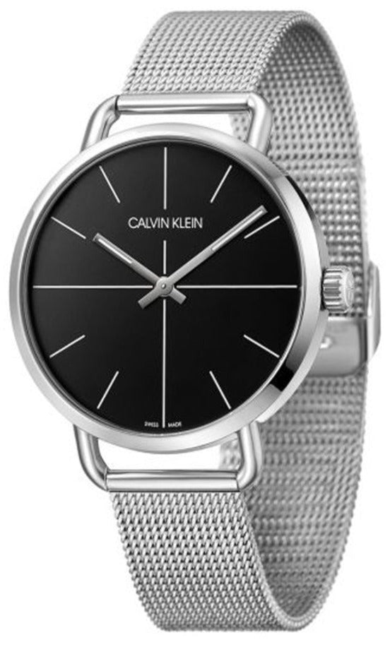  Shop Authentic Calvin Klein Even Black Dial Silver Mesh Bracelet Watch for Women - K7B21121 - Luxxuri