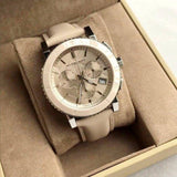  Shop Authentic Burberry The City Chronograph Rose Gold Dial Beige Leather Strap Watch For Women - BU9702 - Luxxuri