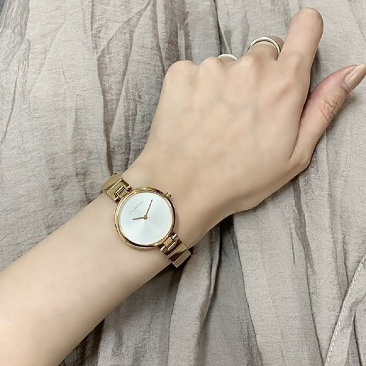  Shop Authentic Calvin Klein Authentic White Dial Rose Gold Steel Strap Watch for Women - K8G23646 - Luxxuri