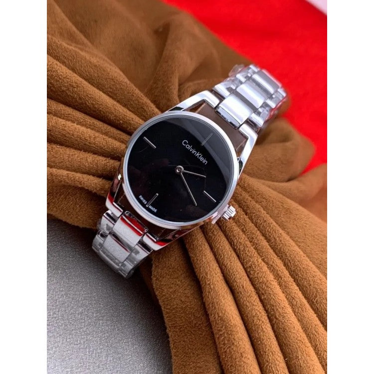 Shop Authentic Calvin Klein Dainty Black Dial Silver Steel Strap Watch for Women - K7L23141 - Luxxuri