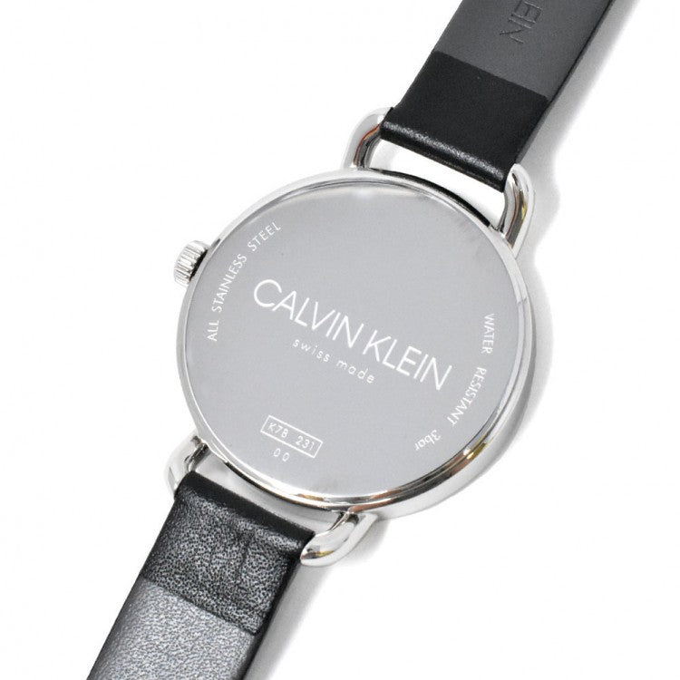  Shop Authentic Calvin Klein Evan White Dial Black Leather Strap Watch for Women - K7B231CY - Luxxuri