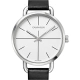  Shop Authentic Calvin Klein Evan White Dial Black Leather Strap Watch for Women - K7B231CY - Luxxuri