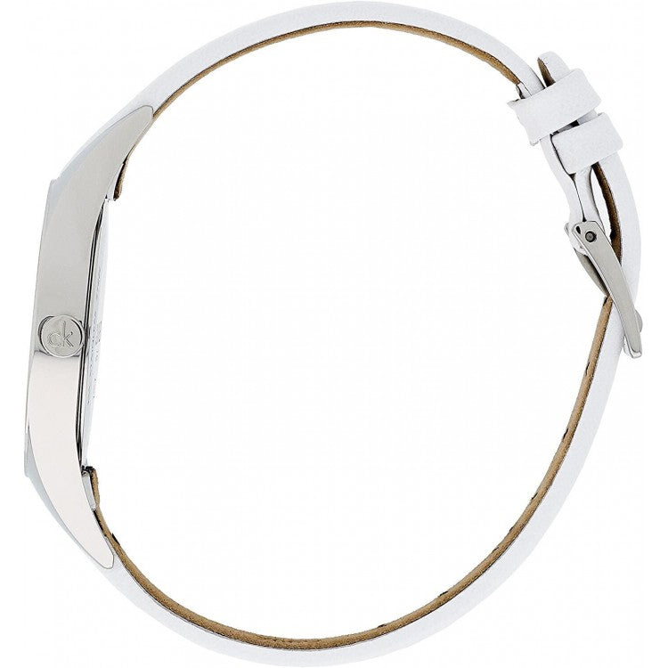  Shop Authentic Calvin Klein Rebel White Black Dial White Leather Strap Watch for Women - K8P231L1 - Luxxuri