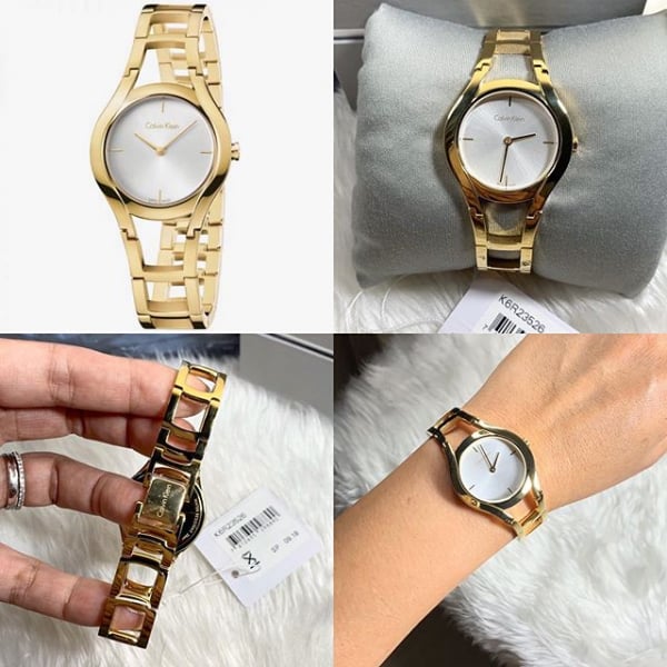  Shop Authentic Calvin Klein Class White Dial Gold Steel Strap Watch for Women - K6R23526 - Luxxuri