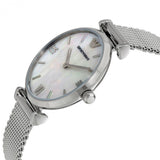  Shop Authentic Emporio Armani Gianni T Bar Mother of Pearl Dial Silver Steel Strap Watch For Women - AR1955 - Luxxuri