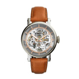  Shop Authentic Fossil Boyfriend Automatic Skeleton Silver Dial Brown Leather Strap Watch for Women - ME3109 - Luxxuri