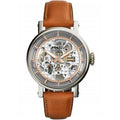  Shop Authentic Fossil Boyfriend Automatic Skeleton Silver Dial Brown Leather Strap Watch for Women - ME3109 - Luxxuri