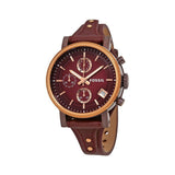  Shop Authentic Fossil Original Boyfriend Sport Chronograph Maroon Dial Maroon Leather Strap Watch for Women - ES4114 - Luxxuri