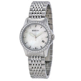  Shop Authentic Gucci G Timeless Diamonds Mother of Pearl Dial Silver Steel Strap Watch For Women - YA126506 - Luxxuri