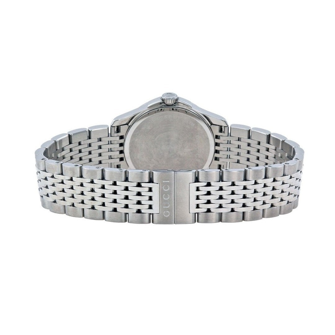 Shop Authentic Gucci G Timeless Diamonds Mother of Pearl Black Dial Silver Mesh Bracelet Watch For Women - YA126507 - Luxxuri
