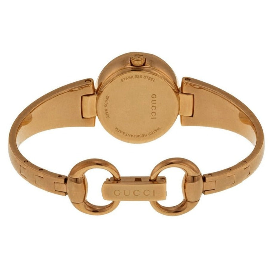  Shop Authentic Gucci Guccissima Collection Quartz Black Dial Rose Gold Steel Strap Watch For Women - YA134509 - Luxxuri
