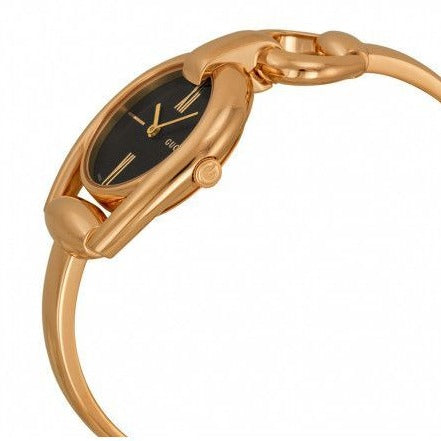  Shop Authentic Gucci Horsebit Collection Black Dial Rose Gold Steel Strap Watch For Women - YA139507 - Luxxuri