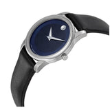  Shop Authentic Movado Museum Blue Dial Black Leather Strap Watch For Women - 0606611 - Luxxuri