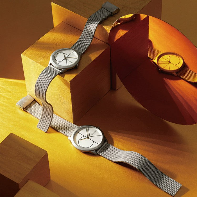  Shop Authentic Calvin Klein Minimal White Dial Silver Mesh Bracelet Watch for Women - K3M5215X - Luxxuri