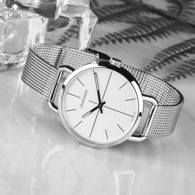  Shop Authentic Calvin Klein Even White Dial Silver Mesh Bracelet Watch for Women - K7B23126 - Luxxuri
