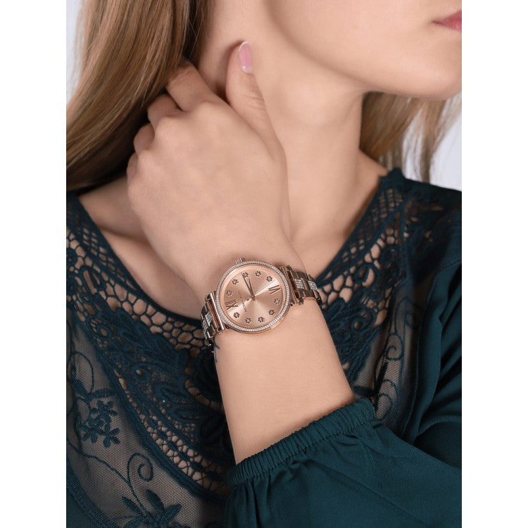  Shop Authentic Michael Kors Sofie Quartz Rose Gold Dial Rose Gold Steel Strap Watch For Women - MK3882 - Luxxuri