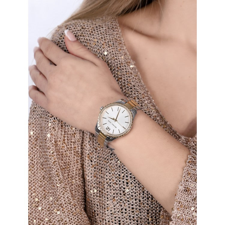  Shop Authentic Michael Kors Layton Quartz Silver Dial Two Tone Steel Strap Watch For Women - MK6899 - Luxxuri