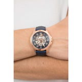  Shop Authentic Fossil Grant Automatic Skeleton Blue Dial Blue Leather Strap Watch for Men - ME3102 - Luxxuri