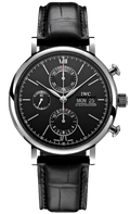  Shop Authentic IWC Portofino Chronograph Black Dial Black Leather Strap Watch for Men - IW391029 - Luxxuri