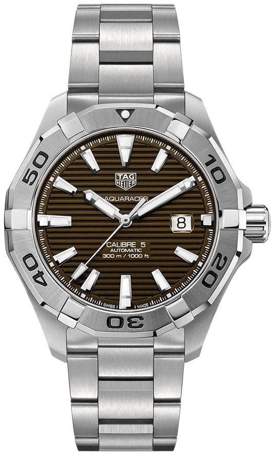  Shop Authentic Tag Heuer Aquaracer Calibre 5 Automatic Sunray Brown Dial Silver Steel Strap Watch for Men - WAY2018.BA0927 - Luxxuri
