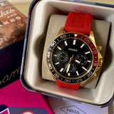  Shop Authentic Fossil Bannon Multifunction Black Dial Red Silicone Strap Watch for Men - BQ2499 - Luxxuri