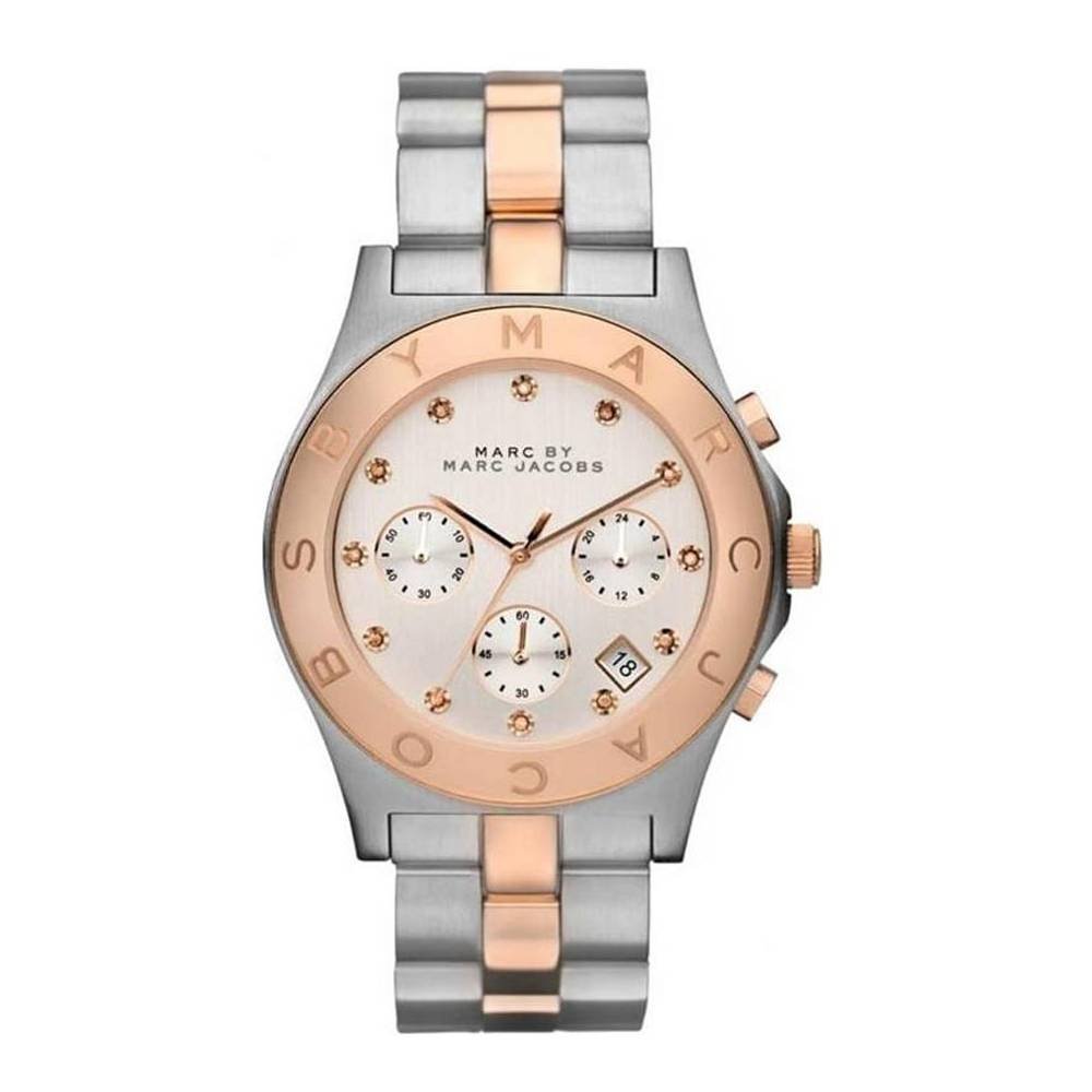  Shop Authentic Marc Jacobs Blade Chronograph Silver Dial Two Tone Steel Strap Watch for Women - MBM3178 - Luxxuri