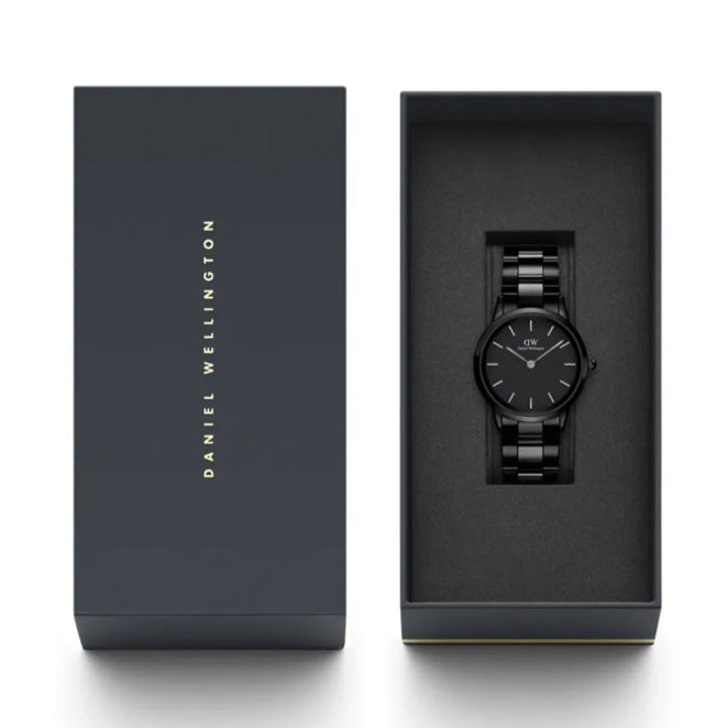  Shop Authentic Daniel Wellington Iconic Link Ceramic Black Dial Black Steel Strap Watch For Women - DW00100414 - Luxxuri