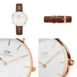  Shop Authentic Daniel Wellington Classic Bristol White Dial Brown Leather Strap Watch For Women - DW00100039 - Luxxuri