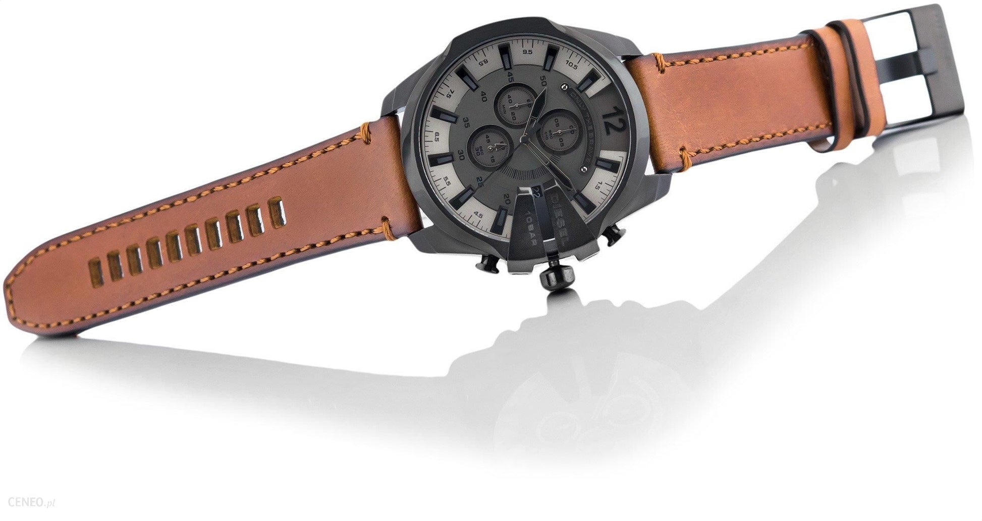  Shop Authentic Diesel Mega Chief Grey Dial Brown Leather Strap Watch For Men - DZ4463 - Luxxuri