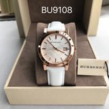  Shop Authentic Burberry The City White Dial White Leather Strap Watch for Women - BU9108 - Luxxuri