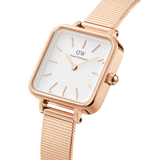 Shop Authentic Daniel Wellington Quadro Studio White Dial Rose Gold Mesh Strap Watch For Women - DW00100517 - Luxxuri