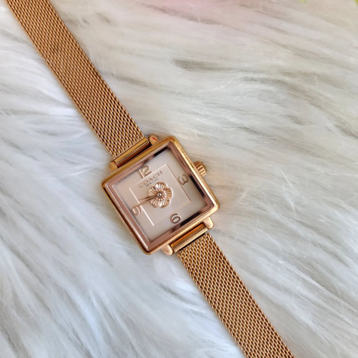 Coach Cass White Dial Rose Gold Mesh Bracelet Watch for Women - 14503698