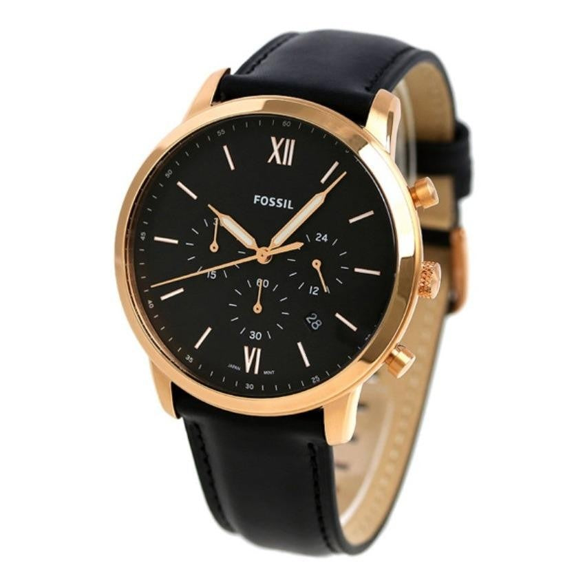  Shop Authentic Fossil Neutra Chronograph Black Dial Black Leather Strap Watch for Men - FS5381 - Luxxuri
