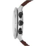  Shop Authentic Fossil Retro Traveler Chronograph White Dial Brown Leather Strap Watch for Men - CH2886 - Luxxuri