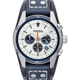  Shop Authentic Fossil Coachman Chronograph White Dial Blue Leather Strap Watch for Men - CH3051 - Luxxuri