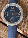  Shop Authentic Swarovski Crystal Frost Blue Dial Blue Leather Strap Watch for Women - 5484061 - Luxxuri