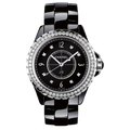 Chanel J12 Diamonds Ceramic Black Dial Black Steel Strap Watch for Women - J12 H3108