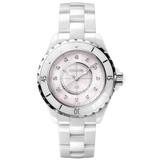  Shop Authentic Chanel J12 Quartz Diamonds Pink Dial White Steel Strap Watch for Women - J12 H5513 - Luxxuri