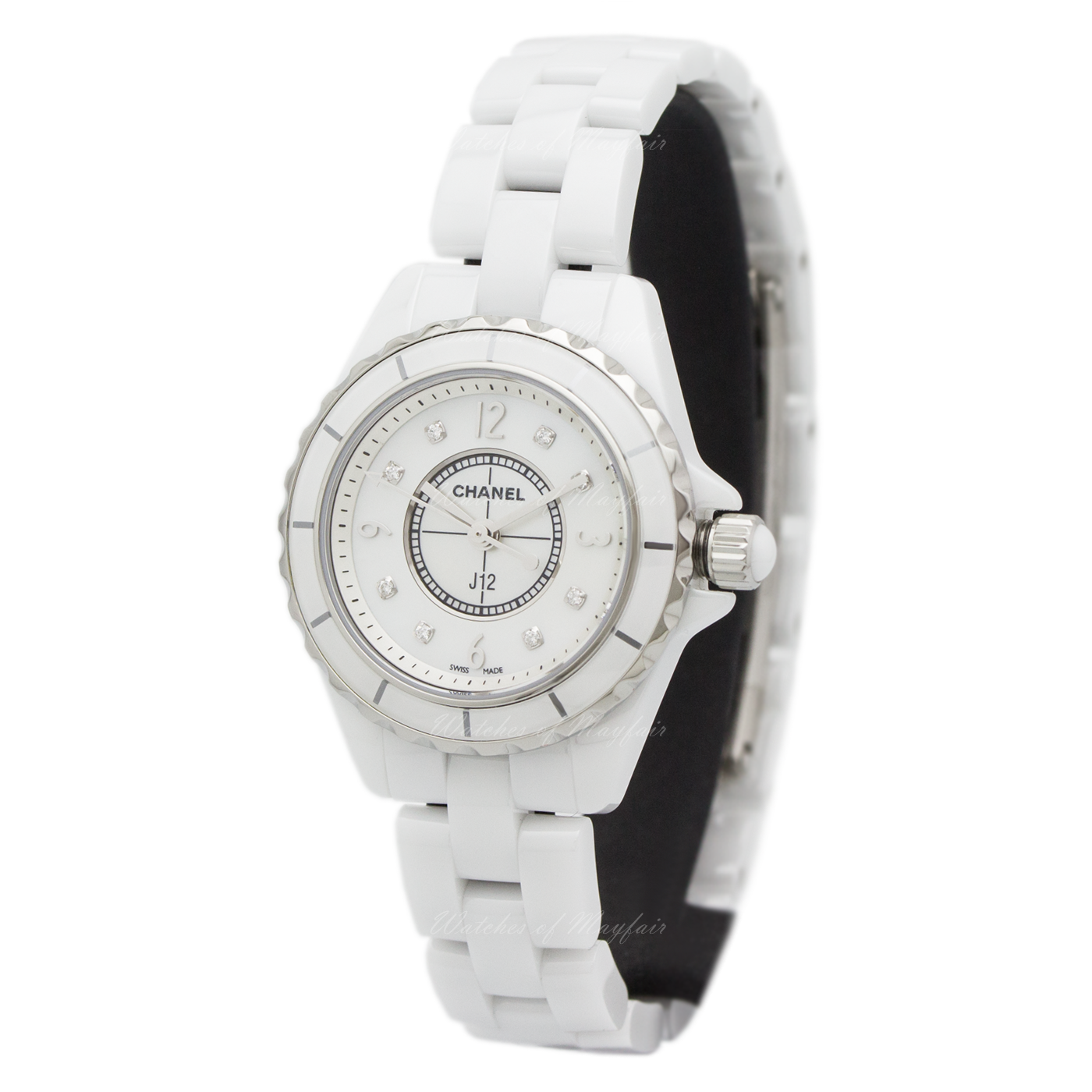  Shop Authentic Chanel J12 Diamonds Quartz Mother of Pearl White Dial White Steel Strap Watch for Women - J12 H2570 - Luxxuri