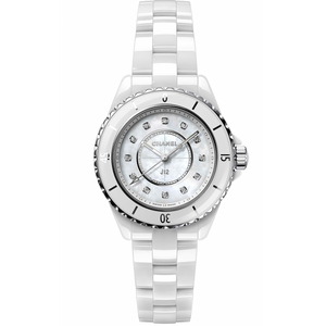 Shop Authentic Chanel J12 Diamonds Mother of Pearl White Dial White Steel Strap Watch for Women - J12 H5704 - Luxxuri