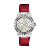  Shop Authentic Guess Limelight Quartz Diamonds White Dial Red Leather Strap Watch For Women - W0775L11 - Luxxuri