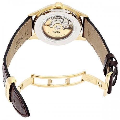  Shop Authentic Tissot Le Locle Automatic Gold Dial Brown Leather Strap Watch For Men - T41.5.413.73 - Luxxuri