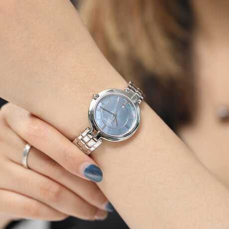  Shop Authentic Tissot T Lady Flamingo Mother of Pearl Blue Dial Silver Steel Strap Watch For Women - T094.210.11.121.00 - Luxxuri