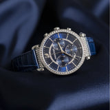  Shop Authentic Swarovski Passage Chrono Crystal Blue Dial Blue Leather Strap Watch for Women - 5580342 - Luxxuri