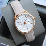  Shop Authentic Fossil Tailor Quartz White Dial Pink Leather Strap Watch for Women - ES4393 - Luxxuri