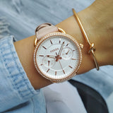  Shop Authentic Fossil Tailor Quartz White Dial Pink Leather Strap Watch for Women - ES4393 - Luxxuri