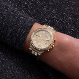  Shop Authentic Guess Moonlight Multi Function Diamonds Gold Dial Gold Steel Strap Watch for Women - GW0320L2 - Luxxuri