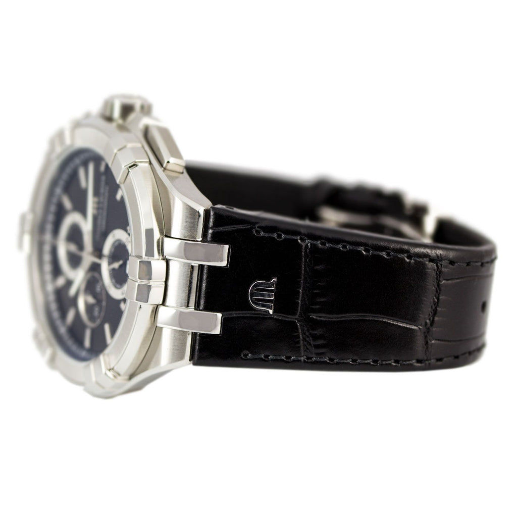  Shop Authentic Maurice Lacroix Aikon Chronograph Black Dial Black Leather Strap Watch for Men - AI1018-SS001-330-1 - Luxxuri