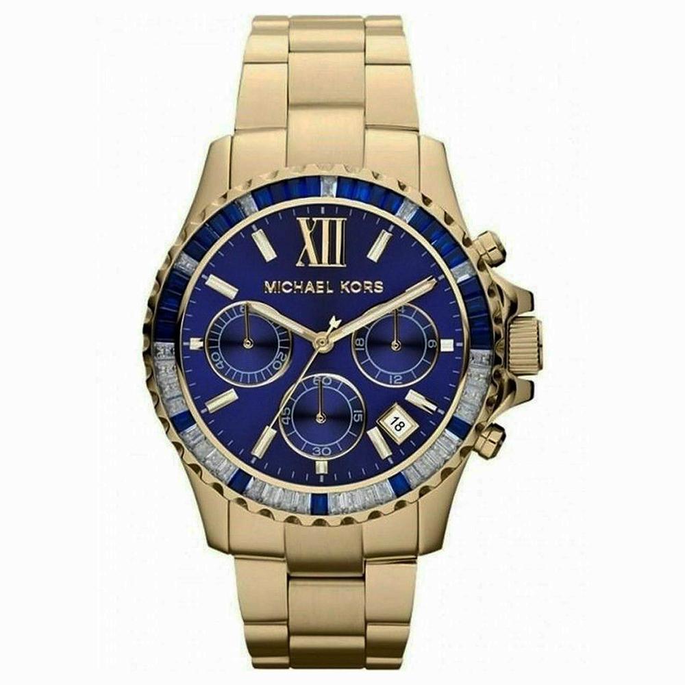  Shop Authentic Michael Kors Everest Chronograph Blue Dial Gold Steel Strap Watch for Women - MK5754 - Luxxuri